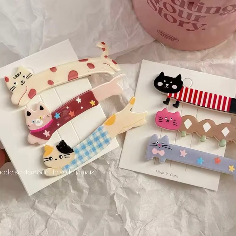 New 6 cat hair clips girl, woman